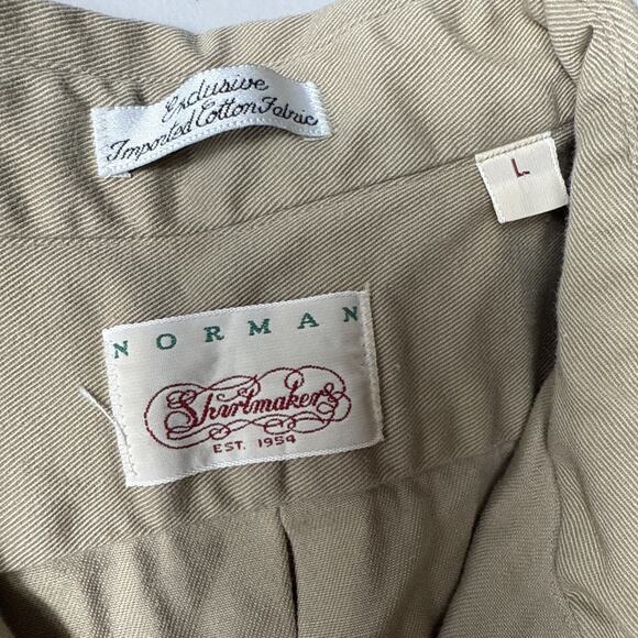 Vintage Shooting Shirt Men's Size L Leather Shoulder Elbow Norman Shirtmakers - Picture 2 of 12